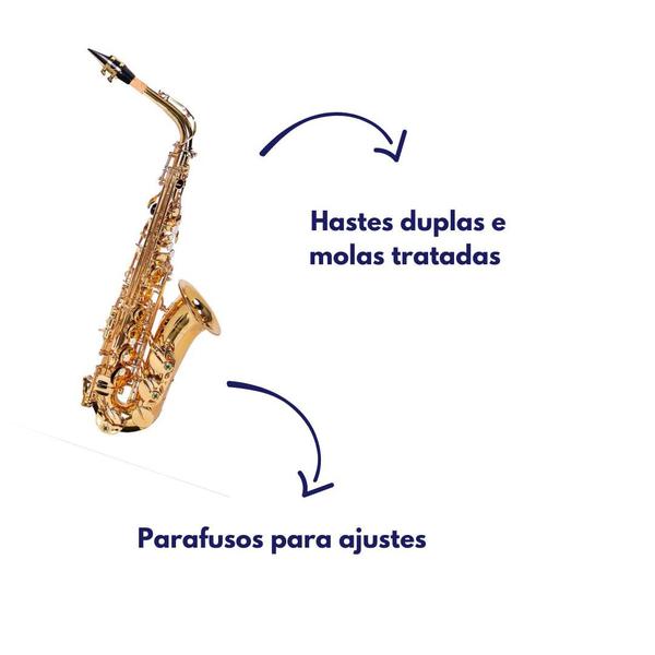 Imagem de Saxofone Alto em Mib laqueado Dourado c/ estojo Dominante 16460