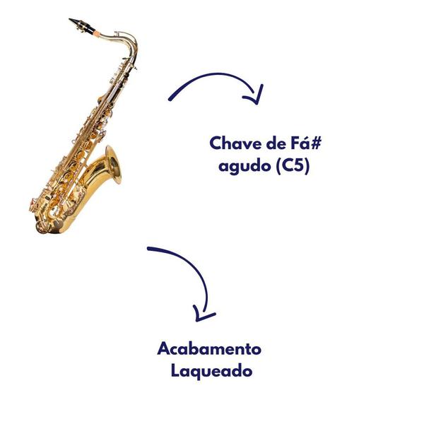 Imagem de Saxofone SAX Tenor Bb LAQUEADO Dourado C/ CASE Dominante 16461