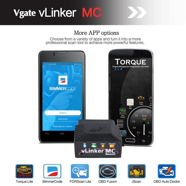 Imagem de Scanner de diagnóstico Bluetooth OBD2 Vgate vLinker MC Android