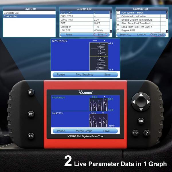 Imagem de Scanner de diagnóstico VDIAGTOOL VT300 OBD2 All System Scan Tool