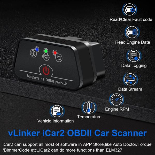 Imagem de Scanner de diagnóstico vLinker iCar2 OBD2 Bluetooth para iOS e Android