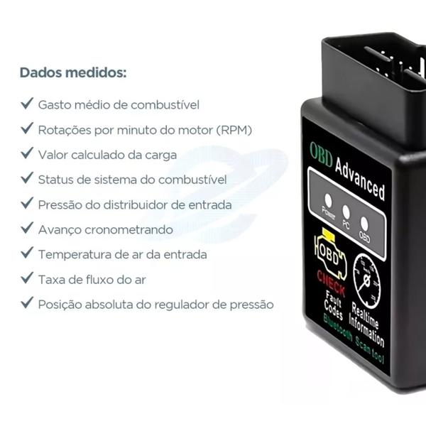 Imagem de Scanner Diagnostico Automotivo OBD2 Bluetooth Universal Torque 2.1