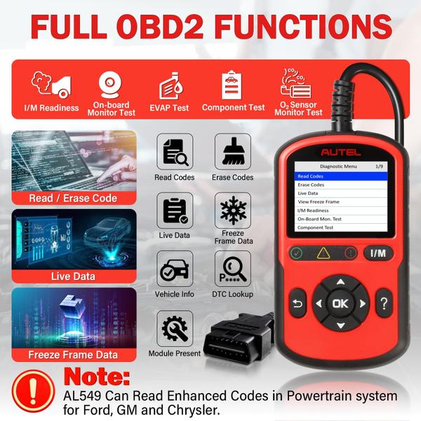 Imagem de Scanner OBD2 Autel AutoLink AL549 Verifique o diagnóstico de ABS do motor