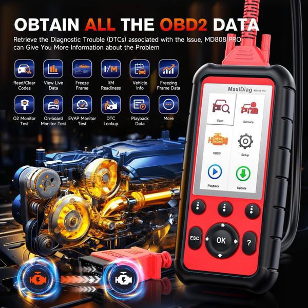 Imagem de Scanner OBD2 Autel MaxiDiag MD808 PRO para diagnóstico de todos os sistemas