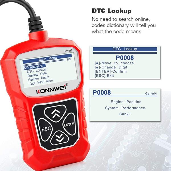 Imagem de Scanner OBD2 KONNWEI KW310 com funções completas para todos os carros