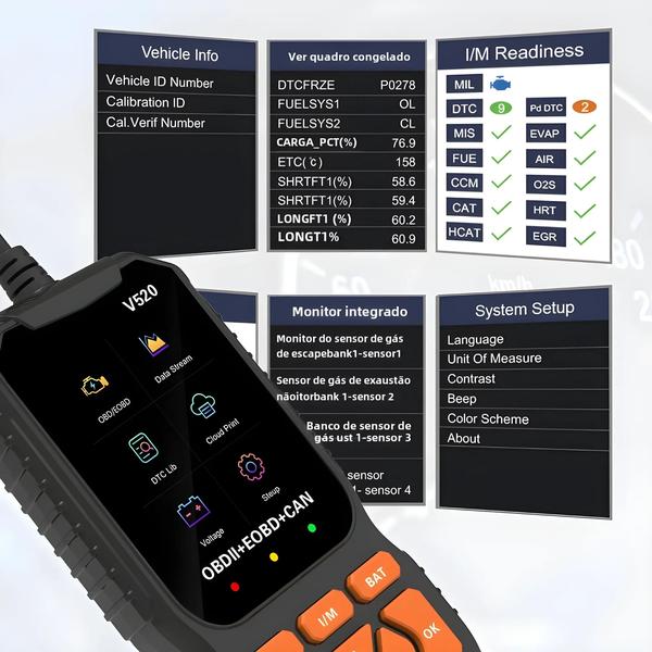 Imagem de Scanner OBD2 Profissional V520/V309 - Ferramenta de Diagnóstico Automotivo com Atualizações Gratuitas