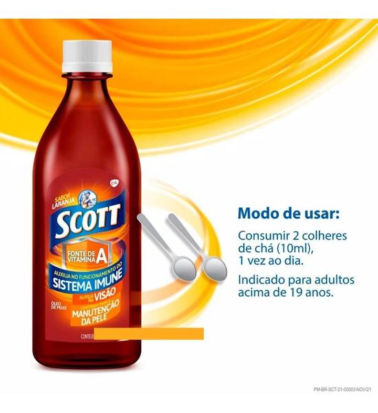 Scott Emulsão Óleo De Fígado De Bacalhau Sabor Laranja 200ml Imagem de Scott Emulsão Óleo De Fígado De Bacalhau Sabor Laranja 200ml