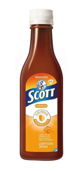 Scott Emulsão Óleo De Fígado De Bacalhau Sabor Laranja 200ml Imagem de Scott Emulsão Óleo De Fígado De Bacalhau Sabor Laranja 200ml
