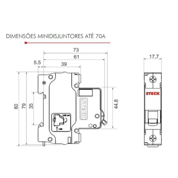 Imagem de SDD61C40 Disjuntor 1P 40A 3KA Steck