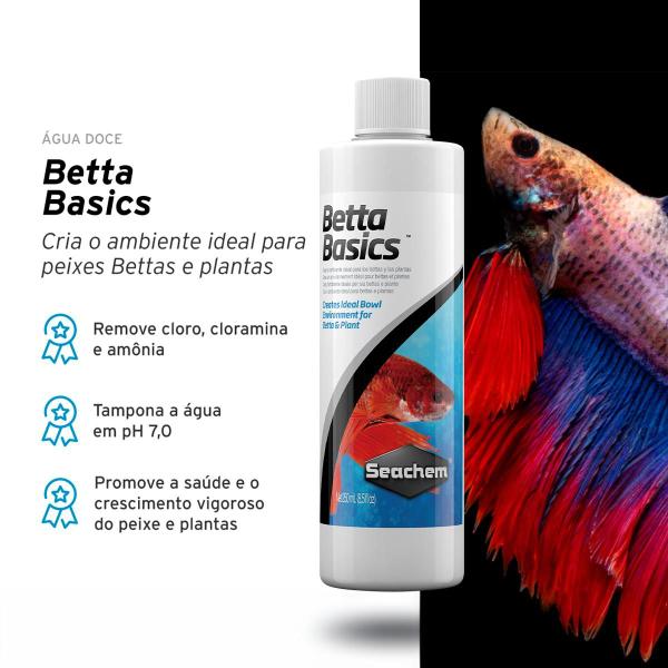 Imagem de Seachem Betta Basics 250ml Condicionador de Água para Peixes Bettas