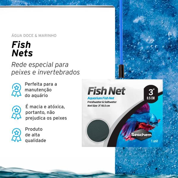 Imagem de Seachem Fish Net 5 Rede Fina para Captura de Peixes 13cm Cabo 40cm