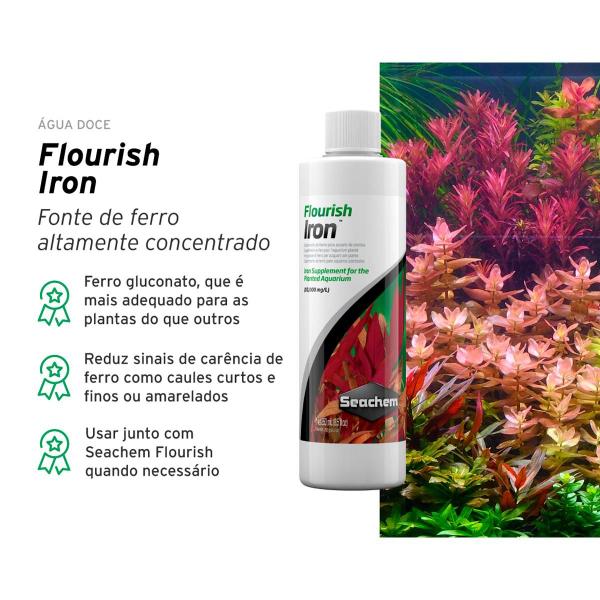 Imagem de Seachem Flourish Iron 250ml Fertilizante de Ferro para Aquário Plantado