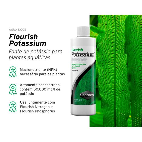 Imagem de Seachem Flourish Potassium 250ml Fertilizante Potássio Aquário Plantado