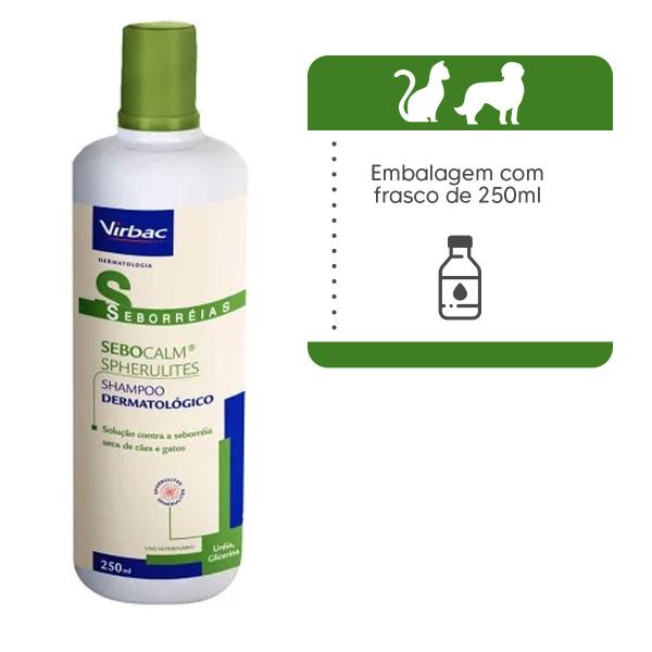 Imagem de Sebocalm Spherulites Shampoo Para Cães e Gatos 250ml Virbac