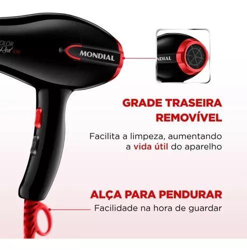 Imagem de SECADOR DE CABELO MONDIAL 1900w SC-41 black e red 110/127V