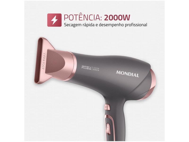 Imagem de Secador de Cabelo Mondial Keratin Grafite e Rosé