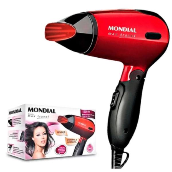 Secador de Cabelo Mondial Max Travel SC-10 1200W Preto/Vermelho Mini Viagem Dobrável Bivol... Secador de Cabelo Mondial Max Travel SC-10 1200W Preto/Vermelho Mini Viagem Dobrável Bivol...