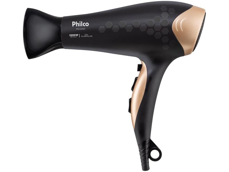 Secador de Cabelo Philco Íons Tourmaline Preto 2200W 2 Velocidades PSC2450 Secador de Cabelo Philco Íons Tourmaline Preto 2200W 2 Velocidades PSC2450