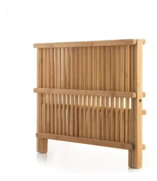 Imagem de Secador De Louças Em Bambu 34 Cm Com Porta Copos Dobravel