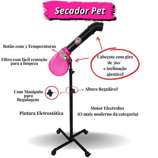 Imagem de Secador Pet Banho E Tosa Profissional Bravura Pet (Rosa)