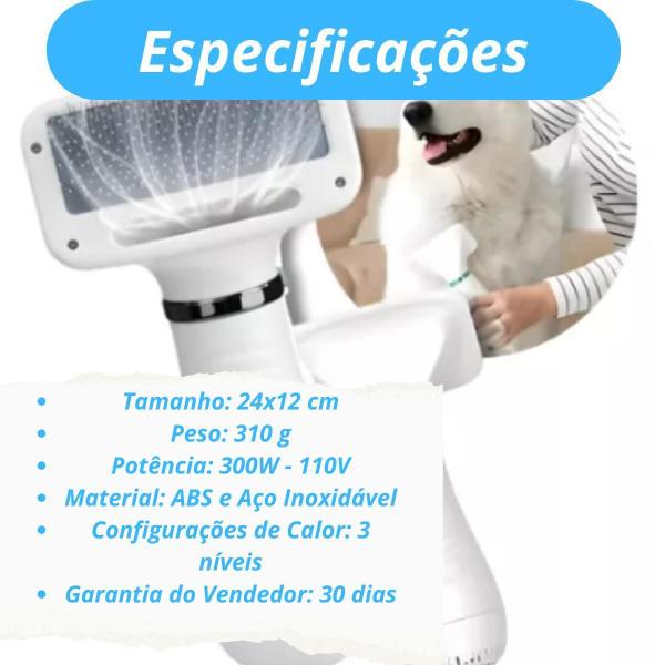 Imagem de Secador Pet Com Pente Premium E Ajuste De Temperatura -