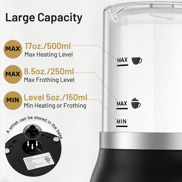 Imagem de Secura Espumador e Aquecedor de Leite 4 em 1, Elétrico, Capacidade 500ml