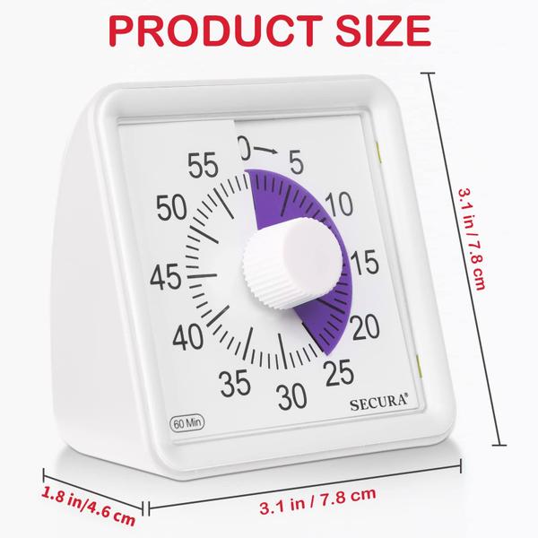 Imagem de Secura Timer Visual de 60 Minutos para Sala de Aula e Estudo (Roxo e Branco)