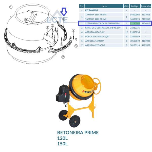 Imagem de Segmento Coroa Da Cremalheira Betoneira 120/150l Menegotti