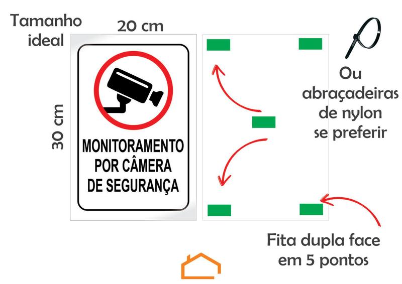 Imagem de Segurança 24h Aviso De Monitoramento Camera Filmagem Seguro