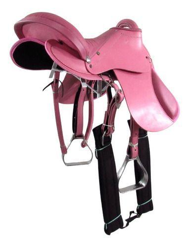 Imagem de Sela Australiana Rosa Luxo Inox Completa 16 Polegadas Cowgilr