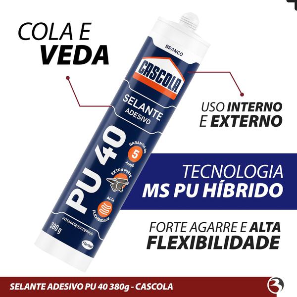 Imagem de Selante PU 40 Cola Para Vedação 380g Poliuretano Branco Construção Cascola