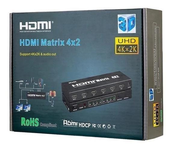 Imagem de Seletor Matrix Hdmi 4X2 - 04-Entradas X 02-Saidas