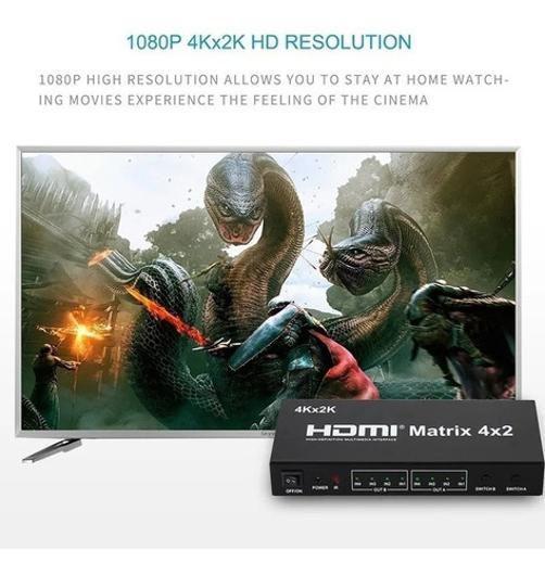 Imagem de Seletor Matrix Hdmi 4X2 - 04-Entradas X 02-Saidas