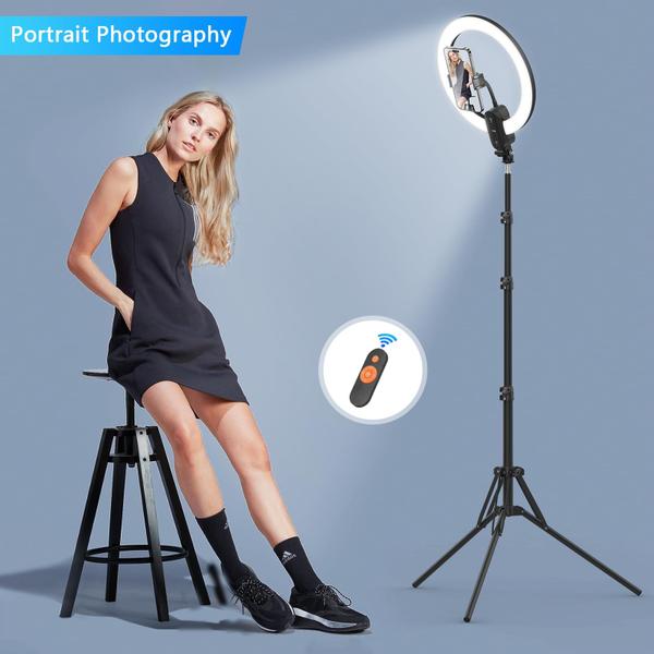 Imagem de Selfie Ring Light QEUOOIY 12" com suporte de tripé/suporte de telefone de 63"