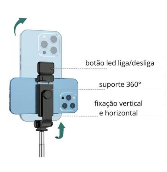 Imagem de Selfiegram C Led Tripé Bastão 3 Em 1 Retrátil Bluetooth