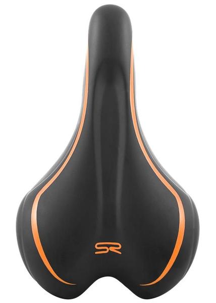 Imagem de Selim mtb premium linhas preto com laranja c/carrinho