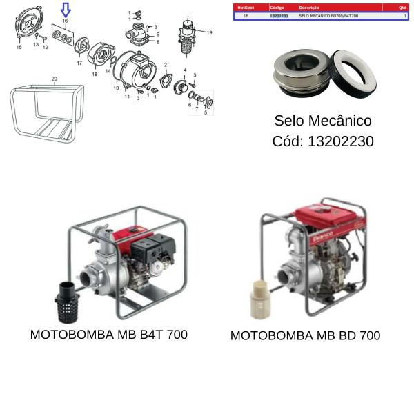 Imagem de Selo Mecânico Da Motobomba MB B4T 700/BD Branco Original