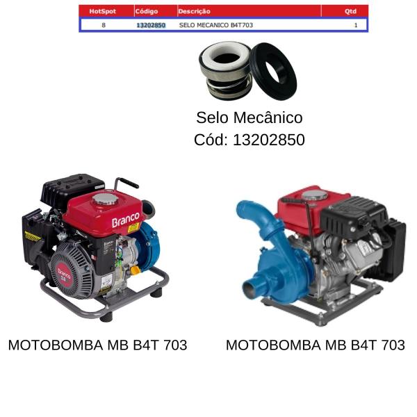 Imagem de Selo Mecânico Da Motobomba MB B4T 703 Branco Original