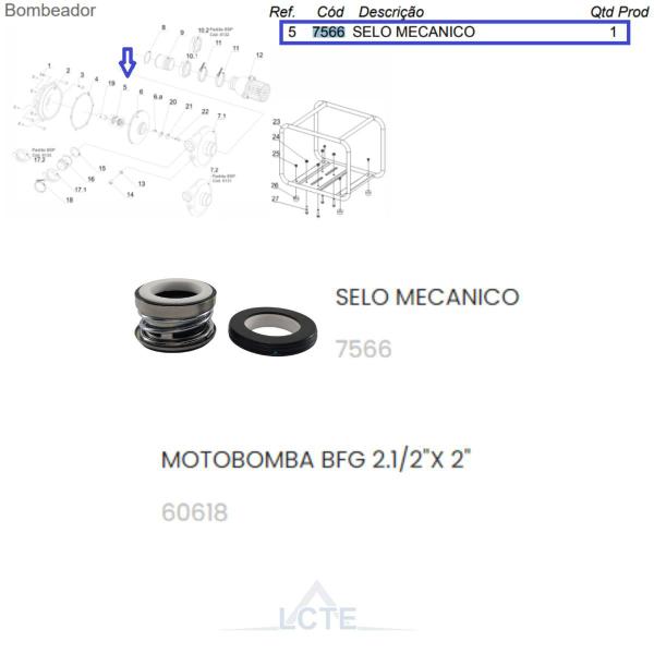 Imagem de Selo Mecânico Para Vedação Bombeador Motobomba BFG 2.1/2 X 2