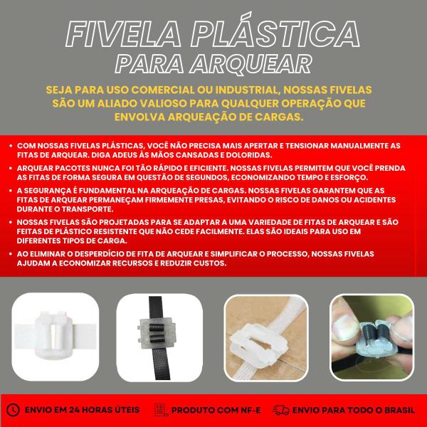 Imagem de Selo Plástico Para Fita De Arquear 16mm Kit com 500 unidades