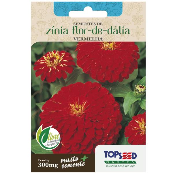 Imagem de Sementes de Zinia Flor Dahlia Vermelha TOPSEED