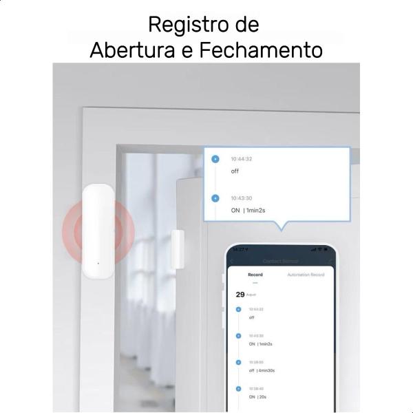 Imagem de Sensor Abertura Porta Janela Inteligente Zigbee Tuya Alexa