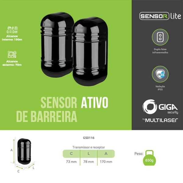 Imagem de Sensor Barreira Infravermelho Externo Giga Security 70 Metro