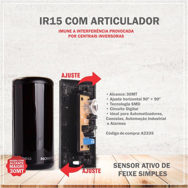 Imagem de Sensor de Barreira Ativo Feixe Simples Sirene Temporizador Fonte 12V Cabo 4 Vias 60 metros