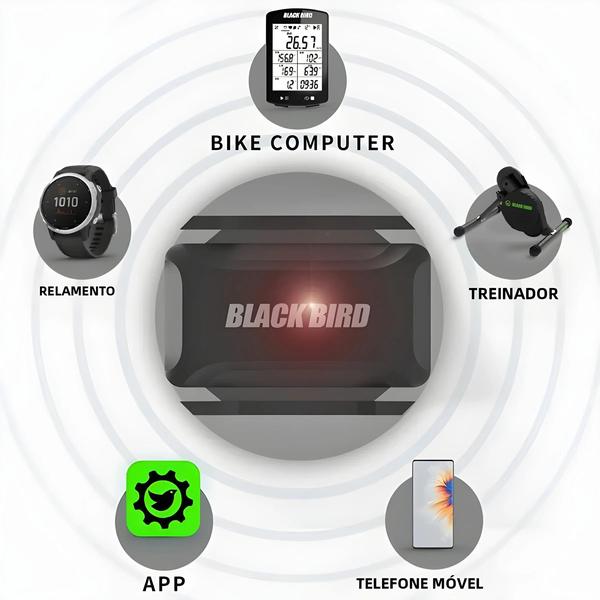 Imagem de Sensor de Cadência e Velocidade Bluetooth ANT+ Blackbird CS1 - Acessório para Computador de Bicicleta