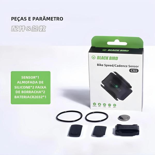 Imagem de Sensor de Cadência e Velocidade Bluetooth ANT+ Blackbird CS1 - Acessório para Computador de Bicicleta