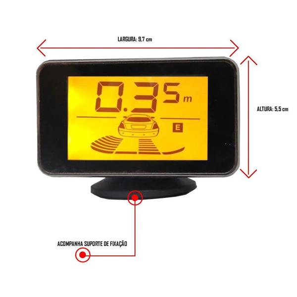 Imagem de Sensor de Estacionamento Hurricane com Display de LED 4,3" - 4 Sensores - Prata