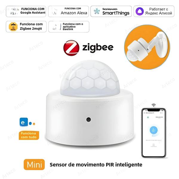 Imagem de Sensor de Movimento Infravermelho Zigbee 3.0 - Alarme Inteligente Compatível com Ewelink