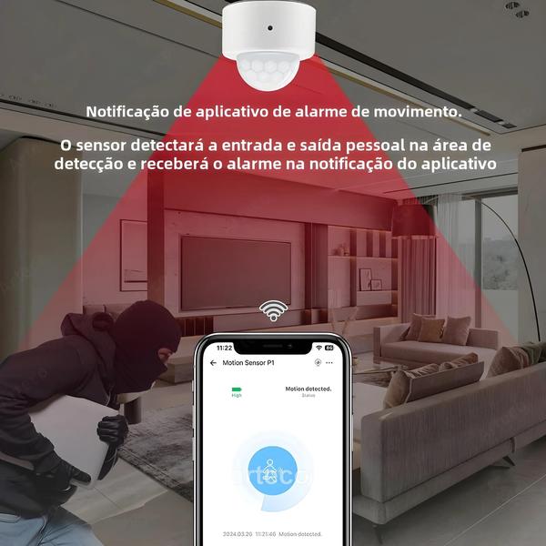 Imagem de Sensor de Movimento Infravermelho Zigbee 3.0 - Alarme Inteligente Compatível com Ewelink