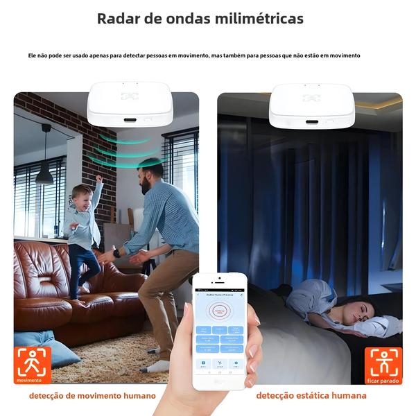 Imagem de Sensor de Movimento Inteligente Wi-Fi Zigbee Tuya - Detector de Presença com Radar Corporal